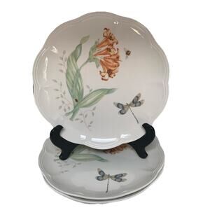 Lenox Butterfly Meadow Dragonfly 9” Salad Luncheon Plates Set of 3
